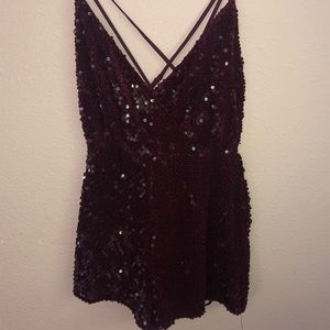 Purple sequin romper